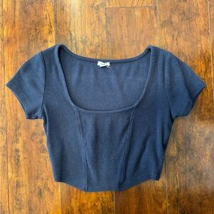 Garage cropped blue t shirt